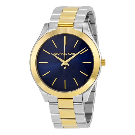 michael kors oversized slim runway blue-tone watch|Michael Kors black runway watch.